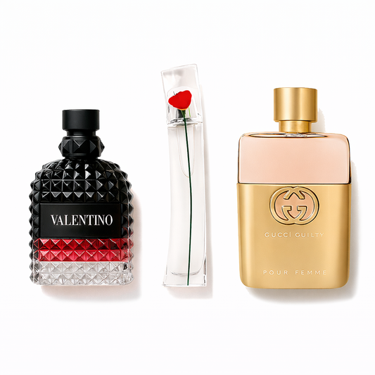 Combo de 3 perfumes: Gucci Guilty, Valentino Intense, Flower by Kenzo de 100 ml