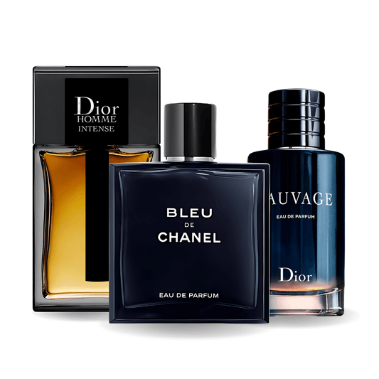 Combo de 3 perfumes: Sauvage de Dior, Bleu de Chanel y Dior Homme Intense de 100 ml