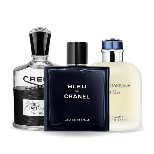 Combo de 3 perfumes: Bleu de Chanel, Aventus de Creed, Light Blue de Dolce & Gabbana